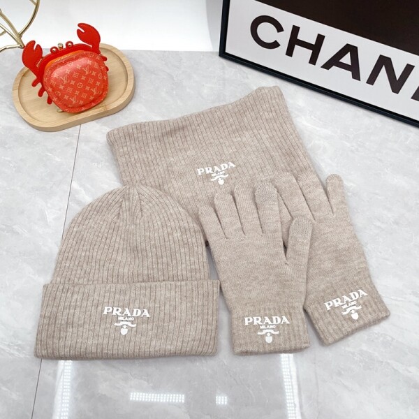 블링크,프라다 PRADA 모던클래식 가을겨울 워머 비니장갑 쓰리피스