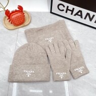 프라다 PRADA 모던클래식 가을겨울 워머 비니장갑 쓰리피스