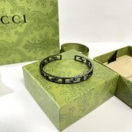 구찌 GUCCI 블랙 법랑 빈티지 오픈 팔찌