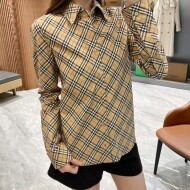 버버리 BURBERRY 여성 슬림핏 체크 면 셔츠
