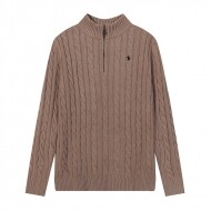 폴로 랄프로렌 POLO RALPH LAUREN 로고 자수 모던 반폴라 집업 캐주얼 니트