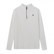 폴로 랄프로렌 POLO RALPH LAUREN 로고 자수 모던 반폴라 집업 캐주얼 니트