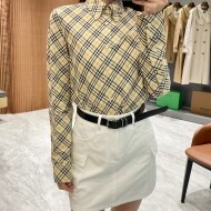버버리 BURBERRY 여성 슬림핏 체크 면 긴팔 셔츠