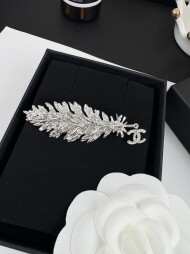 샤넬 CHANEL 세련된 밀 이삭 깃털 모양 풀 다이아몬드 브로치