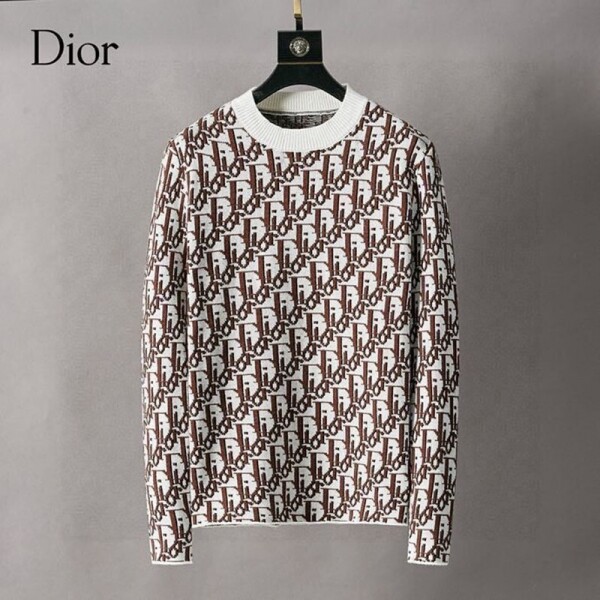 위핑,디올 DIOR 로고 자카드 스타일리시 캐주얼 니트 스웨터