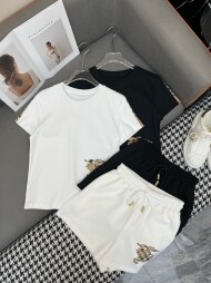 버버리 BURBERRY 소매 배색 체크티+반바지 세트