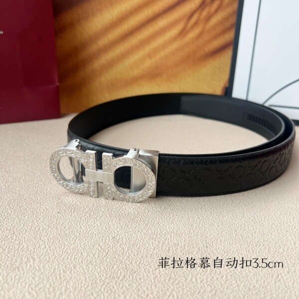 위핑,페라가모 Ferragamo 패션 엠보 남성 자동 벨트 3.5cm