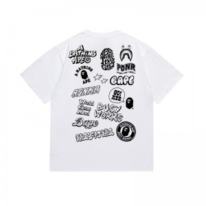 베이프 BAPE 레터링 프린트 커플 캐주얼 반팔 티