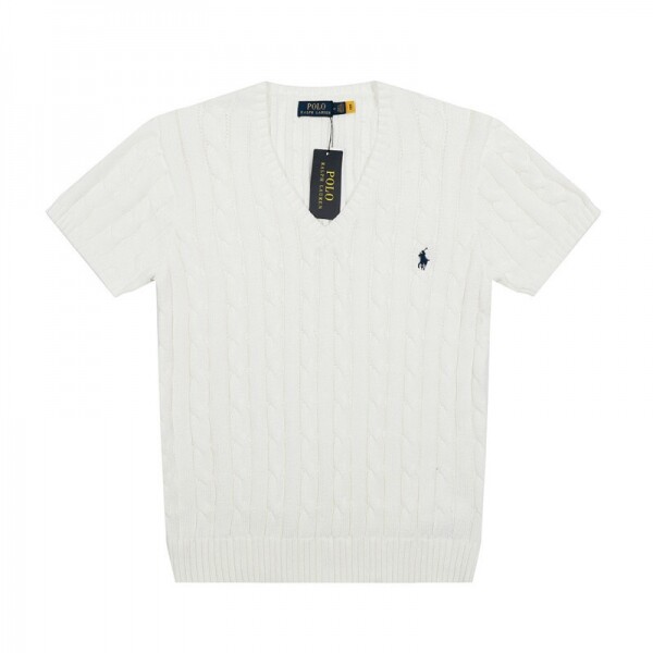위핑,폴로 랄프로렌 POLO RALPH LAUREN 브이넥 퓨어 조랑말 자수 로고 꽈배기 니트 반팔