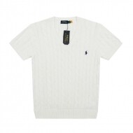 폴로 랄프로렌 POLO RALPH LAUREN 브이넥 퓨어 조랑말 자수 로고 꽈배기 니트 반팔