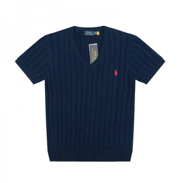위핑,폴로 랄프로렌 POLO RALPH LAUREN 브이넥 퓨어 조랑말 자수 로고 꽈배기 니트 반팔