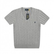 폴로 랄프로렌 POLO RALPH LAUREN 브이넥 퓨어 조랑말 자수 로고 꽈배기 니트 반팔