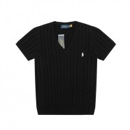 폴로 랄프로렌 POLO RALPH LAUREN 브이넥 퓨어 조랑말 자수 로고 꽈배기 니트 반팔