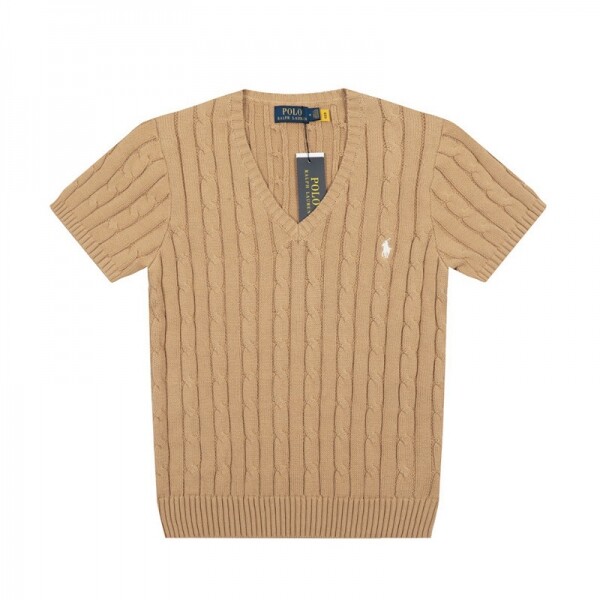 위핑,폴로 랄프로렌 POLO RALPH LAUREN 브이넥 퓨어 조랑말 자수 로고 꽈배기 니트 반팔