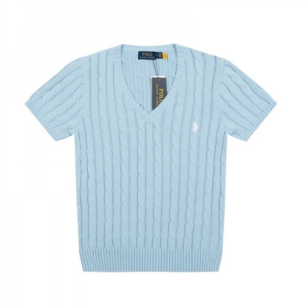 위핑,폴로 랄프로렌 POLO RALPH LAUREN 브이넥 퓨어 조랑말 자수 로고 꽈배기 니트 반팔