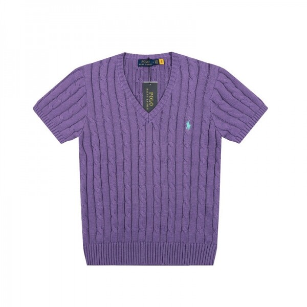 위핑,폴로 랄프로렌 POLO RALPH LAUREN 브이넥 퓨어 조랑말 자수 로고 꽈배기 니트 반팔