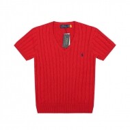 폴로 랄프로렌 POLO RALPH LAUREN 브이넥 퓨어 조랑말 자수 로고 꽈배기 니트 반팔