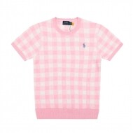 폴로 랄프로렌 POLO RALPH LAUREN 체크 자카드 베이직 조랑말 자수 로고 니트 라운드 반팔