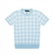 폴로 랄프로렌 POLO RALPH LAUREN 체크 자카드 베이직 조랑말 자수 로고 니트 라운드 반팔