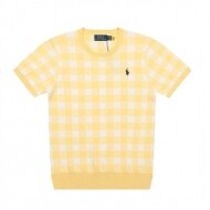폴로 랄프로렌 POLO RALPH LAUREN 체크 자카드 베이직 조랑말 자수 로고 니트 라운드 반팔