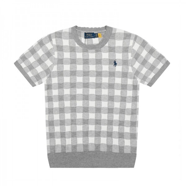위핑,폴로 랄프로렌 POLO RALPH LAUREN 체크 자카드 베이직 조랑말 자수 로고 니트 라운드 반팔