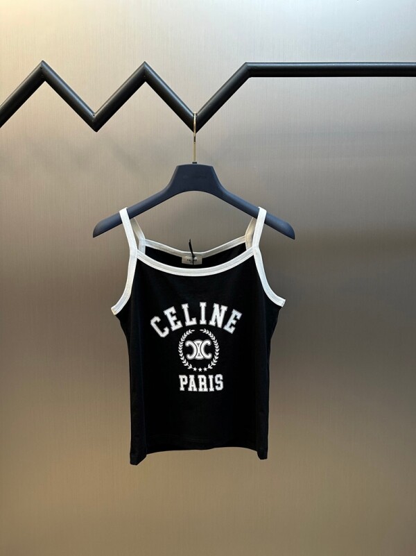 위핑,셀린느 CELINE 패션 프린트 블랙 나시 여성 런닝