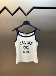 셀린느 CELINE 패션 프린트 화이트 나시 여성 런닝