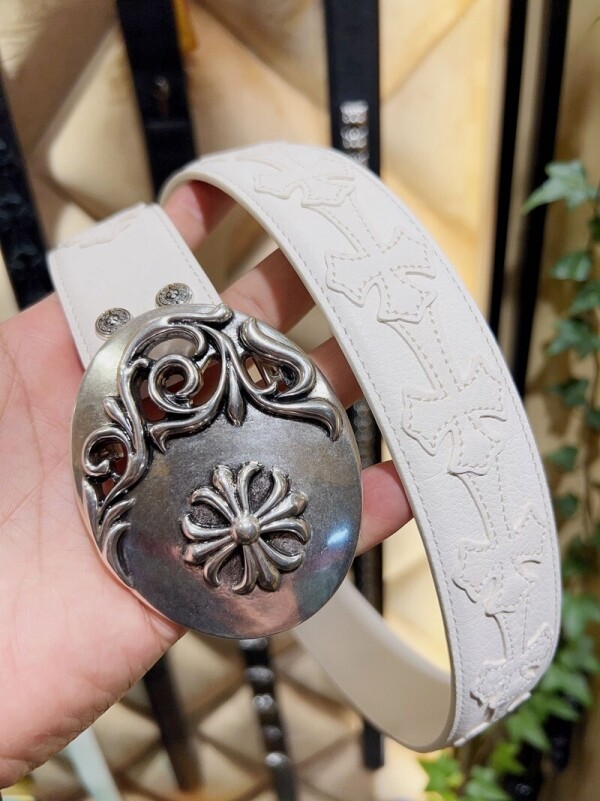 위핑,크롬하츠 Chrome Hearts 클래식한 타원 십자화 모던 빈티지 가죽 밴드 3.8cm