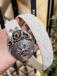 크롬하츠 Chrome Hearts 클래식한 타원 십자화 모던 빈티지 가죽 밴드 3.8cm