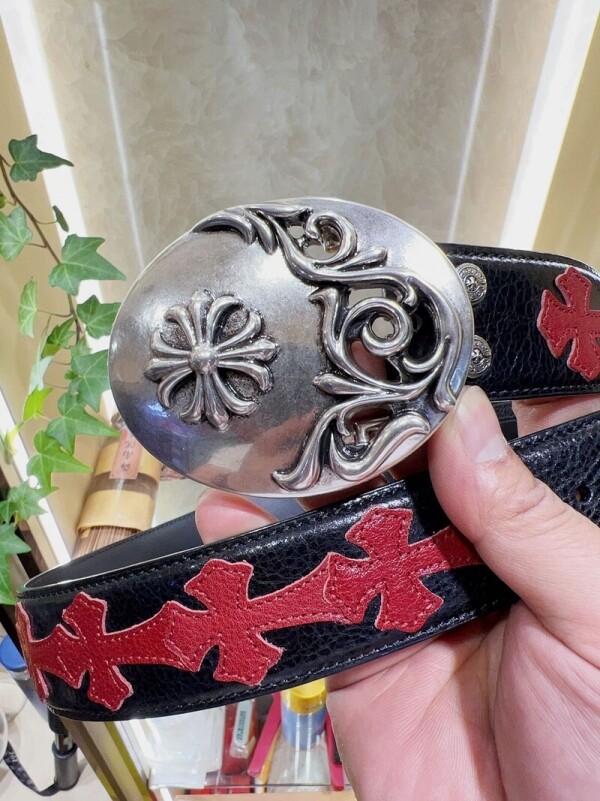 위핑,크롬하츠 Chrome Hearts 클래식한 타원 십자화 모던 빈티지 가죽 밴드 3.8cm