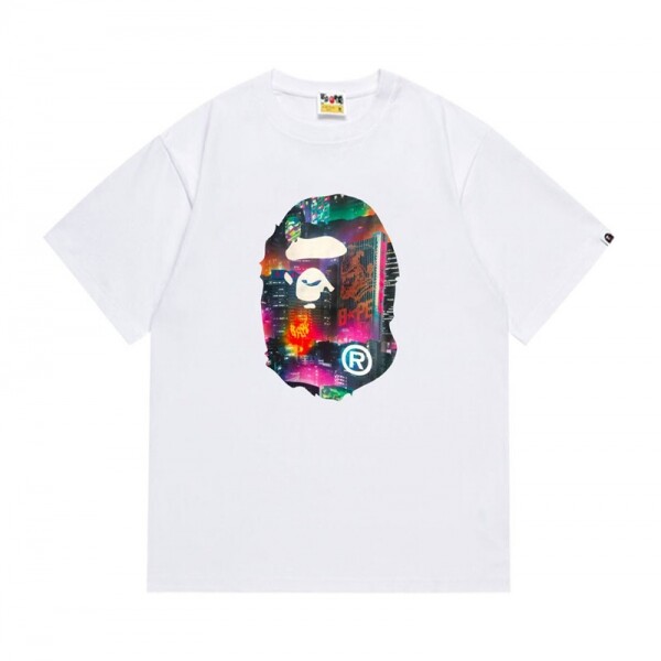 위핑,베이프 BAPE 캐주얼 라운드 프린트 반팔 티