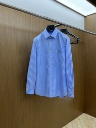 구찌 GUCCI 꽃 자수 로고 남성 긴팔 스트라이프 셔츠