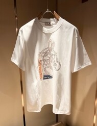 에르메스 Hermès 트렌디 프린트 캐주얼 반팔티셔츠 남녀공용