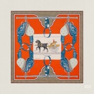 에르메스 Hermès 마차 나염 정사각 실크스카프 90×90cm