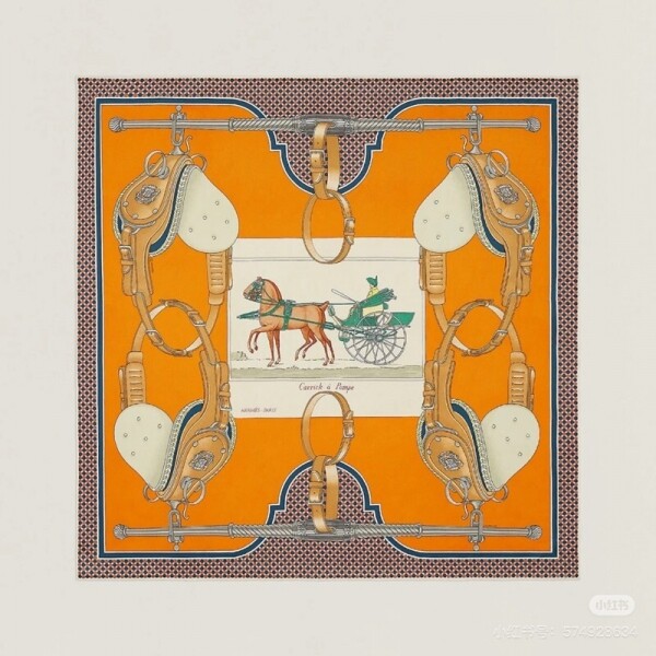 위핑,에르메스 Hermès 마차 나염 정사각 실크스카프 90×90cm