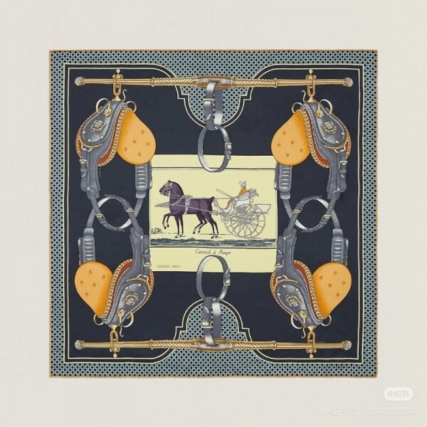 위핑,에르메스 Hermès 마차 나염 정사각 실크스카프 90×90cm