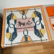 에르메스 Hermès 마차 나염 정사각 실크스카프 90×90cm