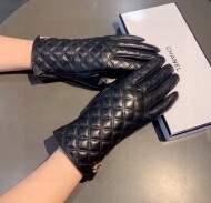 샤넬 CHANEL 트윌 체크 가죽 여성 장갑
