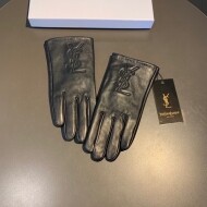 생로랑 Saint Laurent 클래식 로고 가죽 여성 장갑