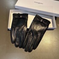 생로랑 Saint Laurent 리본 가죽 여성 장갑