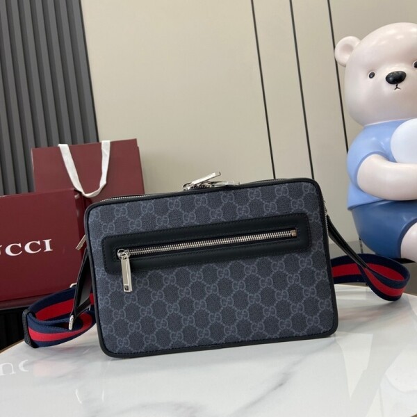 위핑,구찌 GUCCI GG Supreme 클래식 빈티지 더블 G 남성 캔버스 크로스백