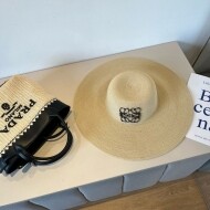 로에베 LOEWE 빅 챙 자외선 차단 여성 밀짚모자