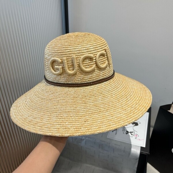 위핑,구찌 GUCCI 클래식 로고 빅 챙 여성 밀짚모자