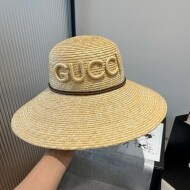 구찌 GUCCI 클래식 로고 빅 챙 여성 밀짚모자