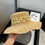 구찌 GUCCI 클래식 로고 빅 챙 여성 밀짚모자