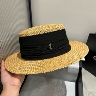 생로랑 Saint Laurent 심플 밀짚모자 패션 페도라