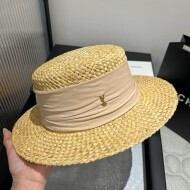 생로랑 Saint Laurent 심플 밀짚모자 패션 페도라