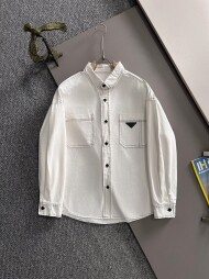 프라다 PRADA 클래식 삼각표 남성 셔츠 코트