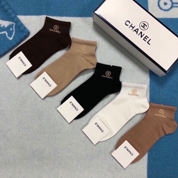 위핑,샤넬 CHANEL 심플한 투 C 레터링 여자 짧은 양말