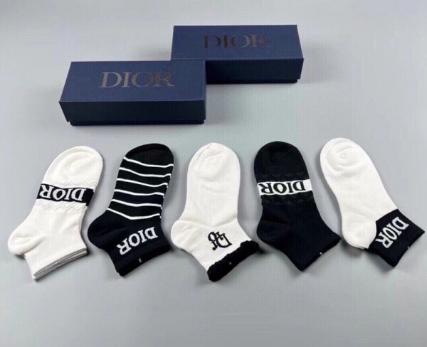 위핑,디올 DIOR 클래식 레터링 로고 여자 짧은 양말
